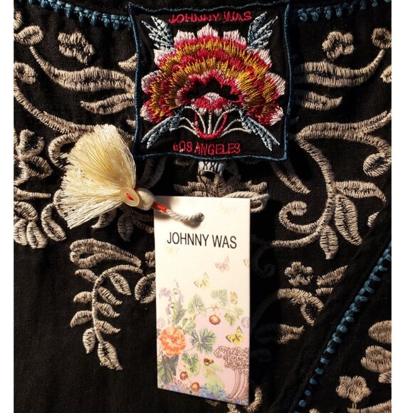Johnny Was Multicolor Floral Embroidered Dress Sz-XXL Black 100%Linen - Picture 4 of 8